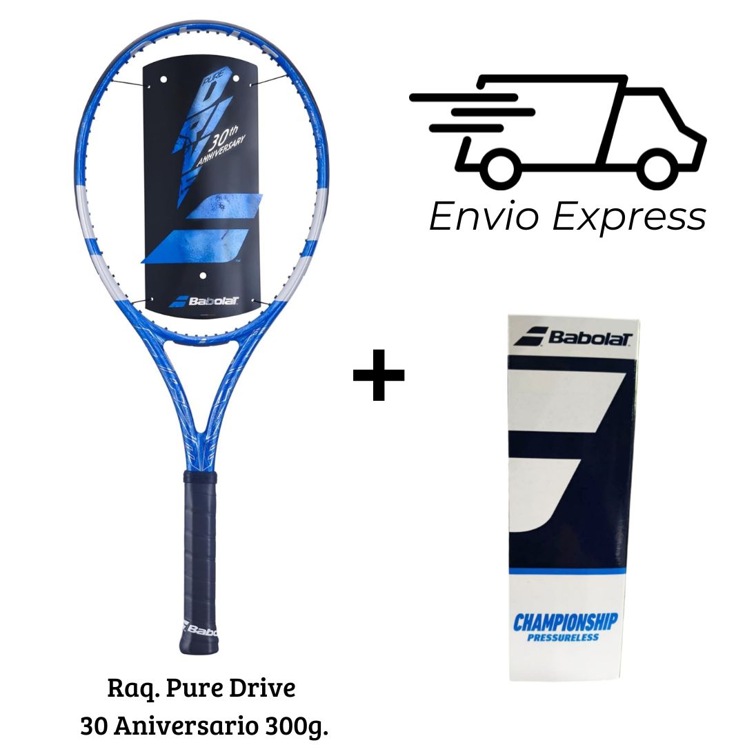 Raqueta Babolat Pure Drive 30 Aniversario + 1 Pel. Babolat Sin Presión + Envio Gratis