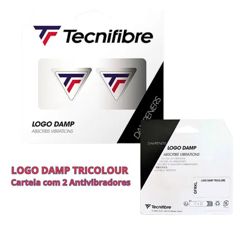 Antivibrador Tricolor Húmedo Tecnifibre Con 2 Logotipos Raq Medvedev, Color Blanco, Detalles En Azul Y Rojo