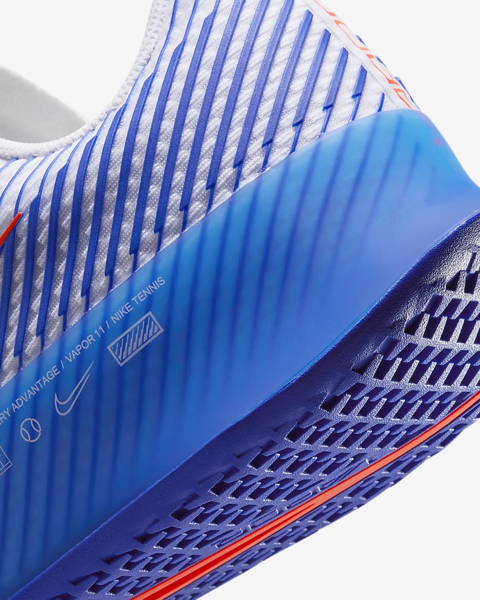 Tenis Nike Vapor 11 (Blanco/Azul/Naranja)