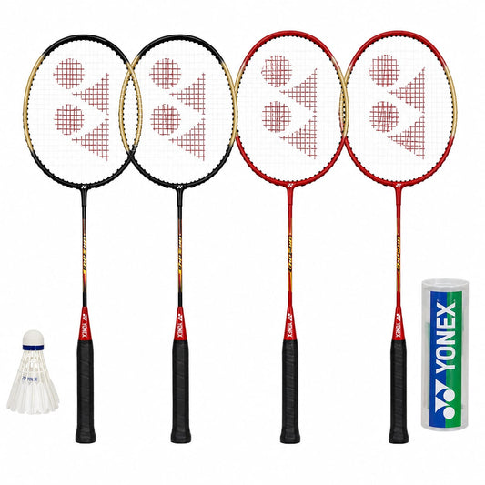Paquete de 4 Raquetas Yonex Badminton GR-020 + 2 Volantes