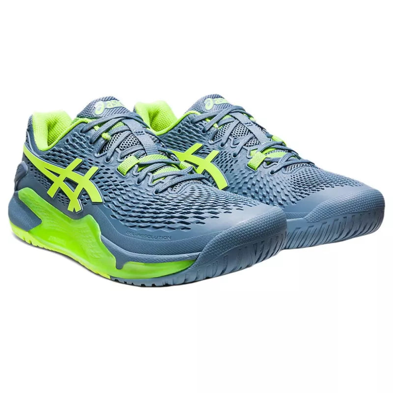 Tenis Asics Gel Resolution 9 (Steel Blue/Hazard Green)