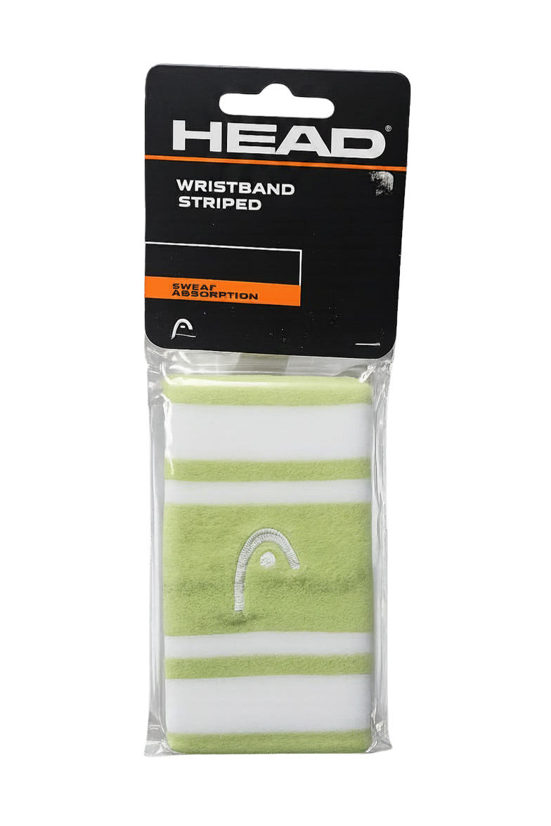 Muñequera Head Wristband Striped Light Lime White 5"