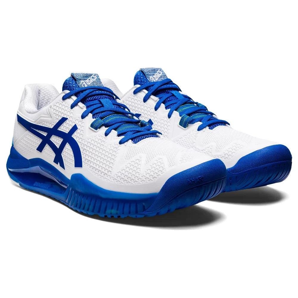 Tenis Asics Gel Resolution 8 (White/Tuna Blue) *Detalle de Mostrador*