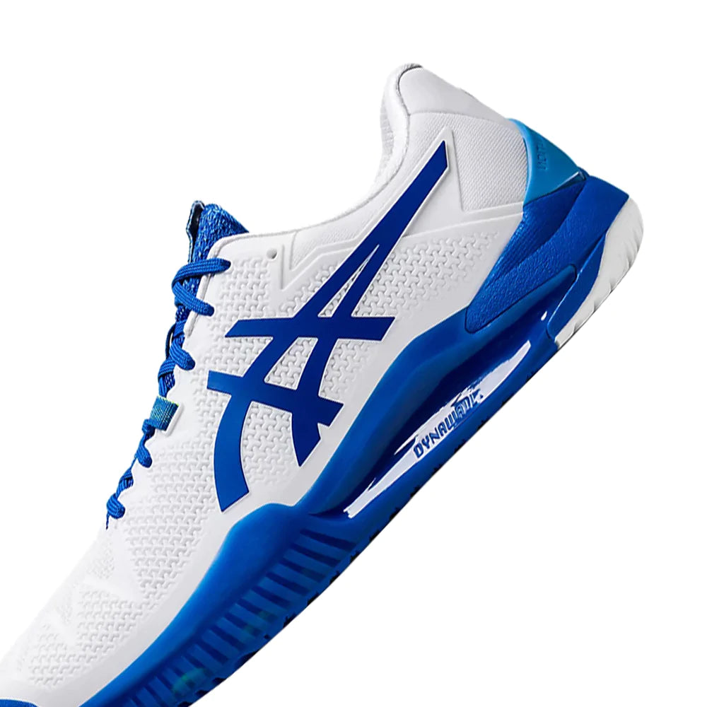 Tenis Asics Gel Resolution 8 (White/Tuna Blue) *Detalle de Mostrador*