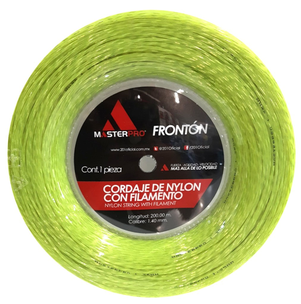 Rollo de Cuerda Masterpro Frontón Nylon Filamento Cal. 15L/1.40 Verde Limón